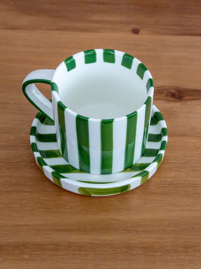 taza con platito striped