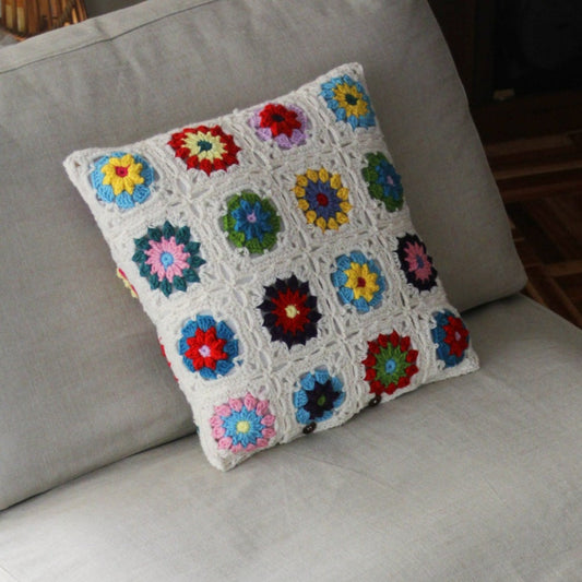 almohadon crochet flores